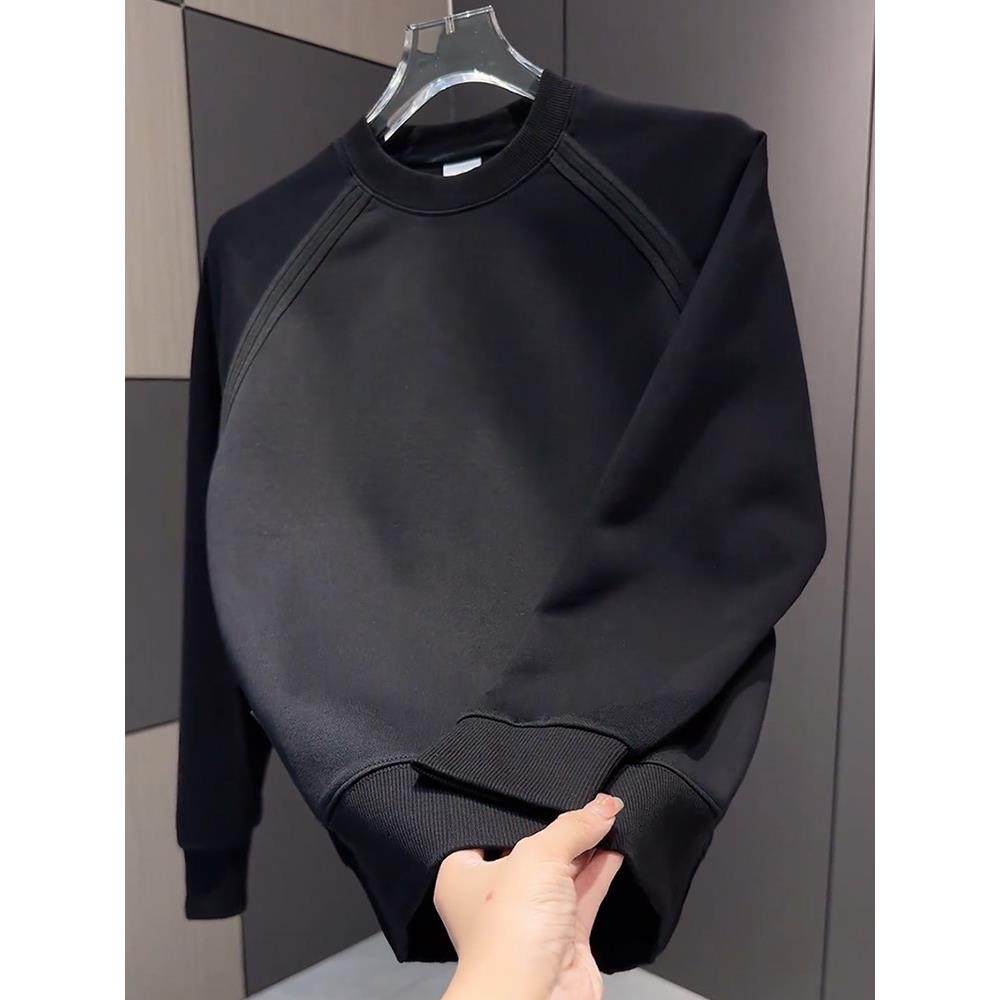 男士长袖t恤2025新款秋冬潮牌卫衣男修身休闲套头加绒上衣打底衫