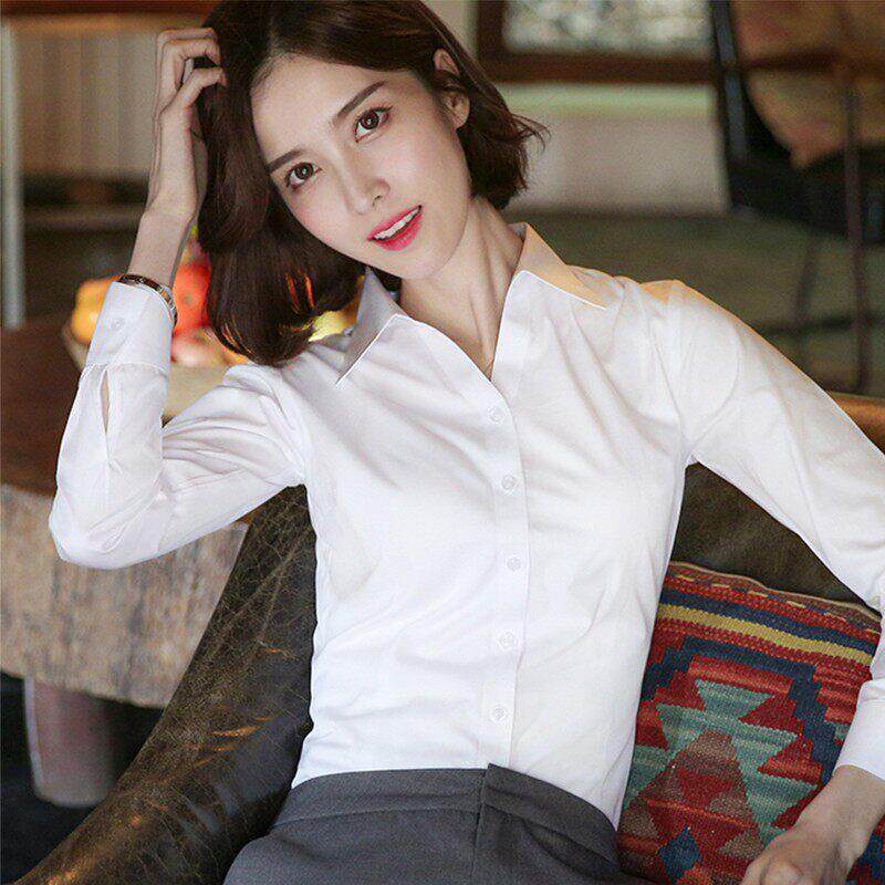 欧洲站V领白色衬衫女设计感小众新款2025年秋冬正装职业长袖上衣