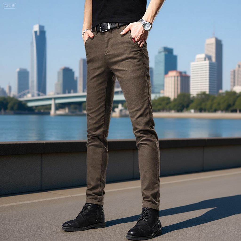 高端咖色休闲裤男长裤弹力牛仔裤男款2025秋季韩版潮流百搭男裤子