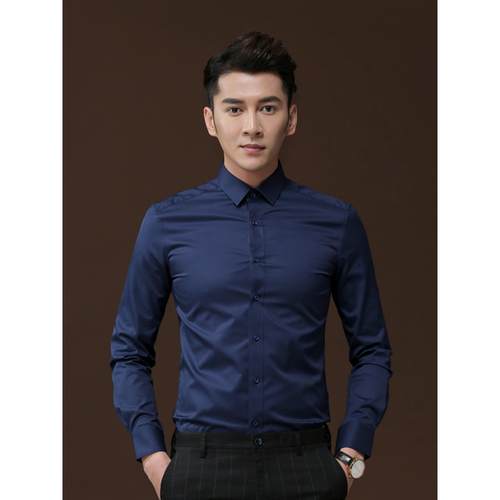 Mostarsea~品质之选 衬衫男长袖纯色商务正装休闲百搭抗皱衬衣cs