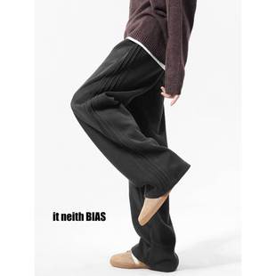 neith 直筒运动宽松垂感休闲裤 BIAS加绒水洗卫裤 春秋美式 男款
