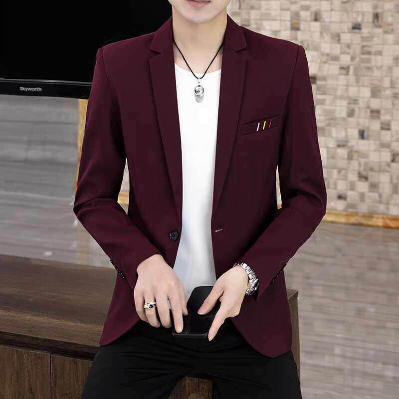 欧洲站休闲西服男士春季新款高端轻奢韩版潮流单西外套修身小西装