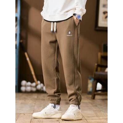 香港2025秋冬季新款束脚宽松针织卫裤运动长裤子加绒加厚保暖男裤