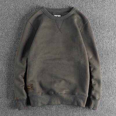 Mostarsea~400G重磅加绒加厚基础圆领卫衣男秋冬水洗复古保暖上衣