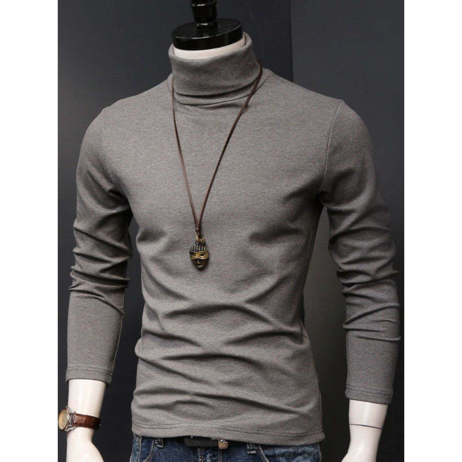 高领打底衫男春秋季2025新款修身立领长袖t恤男士纯棉内搭上衣潮,男装,T恤,淘宝优惠券,粉丝福利购,淘宝优惠卷