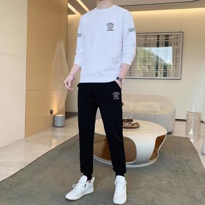 高端品牌休闲运动男士套装2025新款潮牌春秋纯棉卫衣卫裤两件套帅