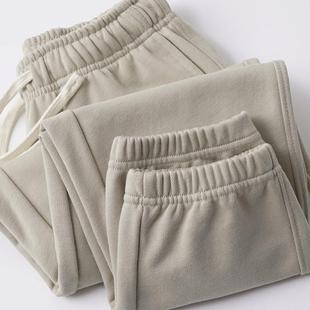 休闲宽松纯色毛圈束脚裤男340g重磅毛圈布抽绳卫裤百搭纯色运动裤