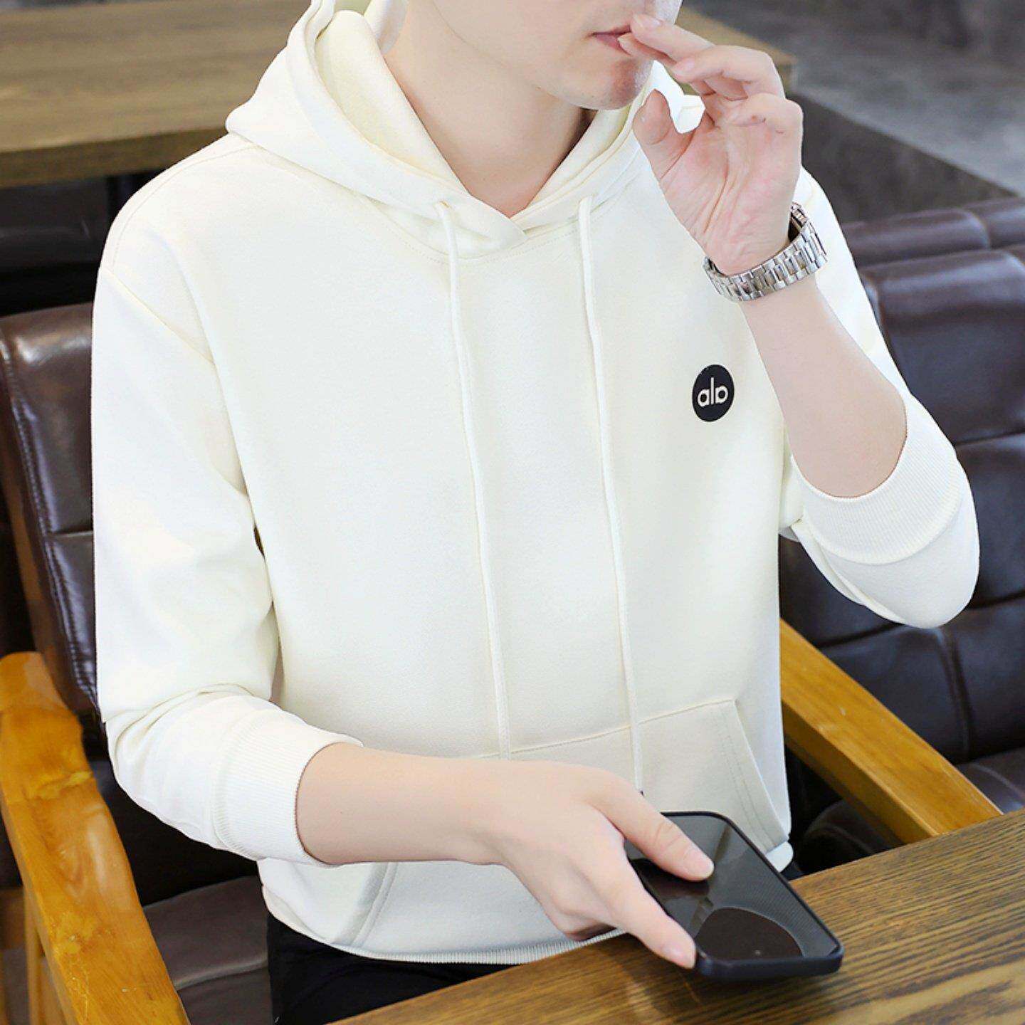 春秋季高端卫衣男连帽2025新款宽松休闲套头长袖潮牌刺绣薄款外套