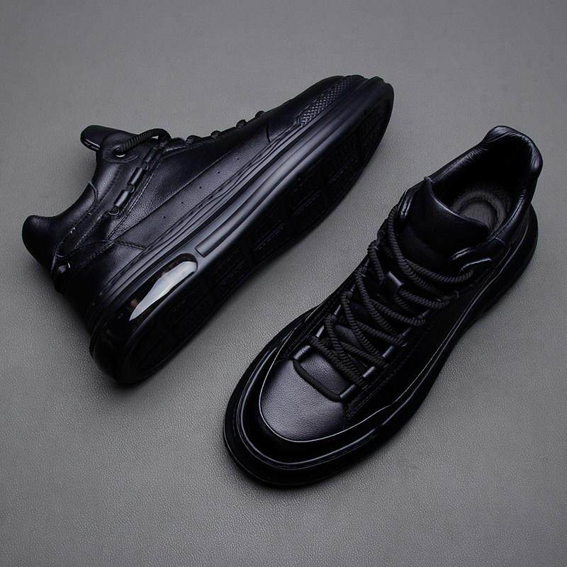 真皮高帮皮鞋男2025春秋新款男鞋加绒厚底马丁靴时尚百搭保暖棉鞋