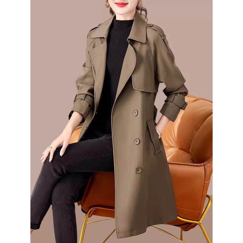 香港TIMO春秋季女士风衣中长款外套百搭大码休闲洋气秋装女装爆款