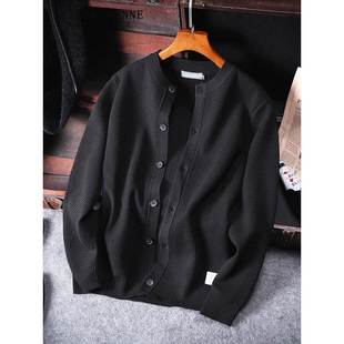 高端外穿棒球圆领男士 斯蒂芬纯色开衫 新款 秋冬季 毛衣 外套男针织衫