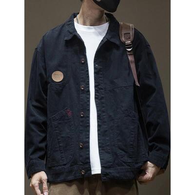 it neith BIAS潮牌美式工装牛仔外套男秋款夹克胖子大码潮流男装