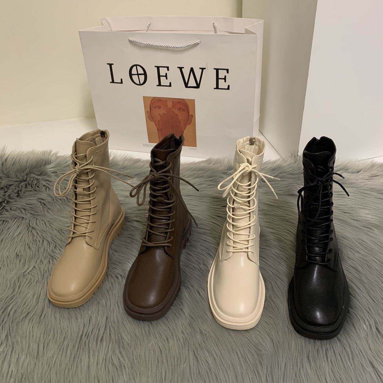 2025年白色真皮加绒马丁靴女新款秋冬网红法式短靴小个子瘦瘦单靴