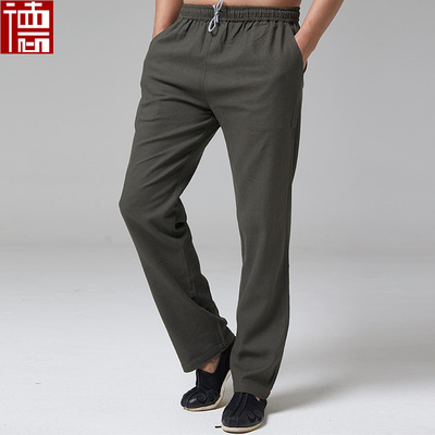 中式松紧腰长裤夏季新款裤子唐装