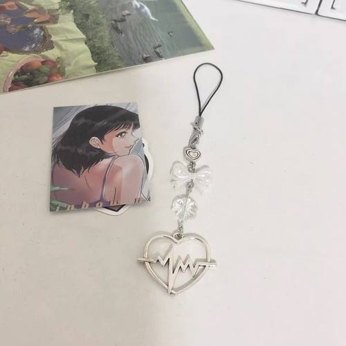 【白色心动ins】手作自制短款手机链卡册挂链咕本链yk2甜亚风挂件