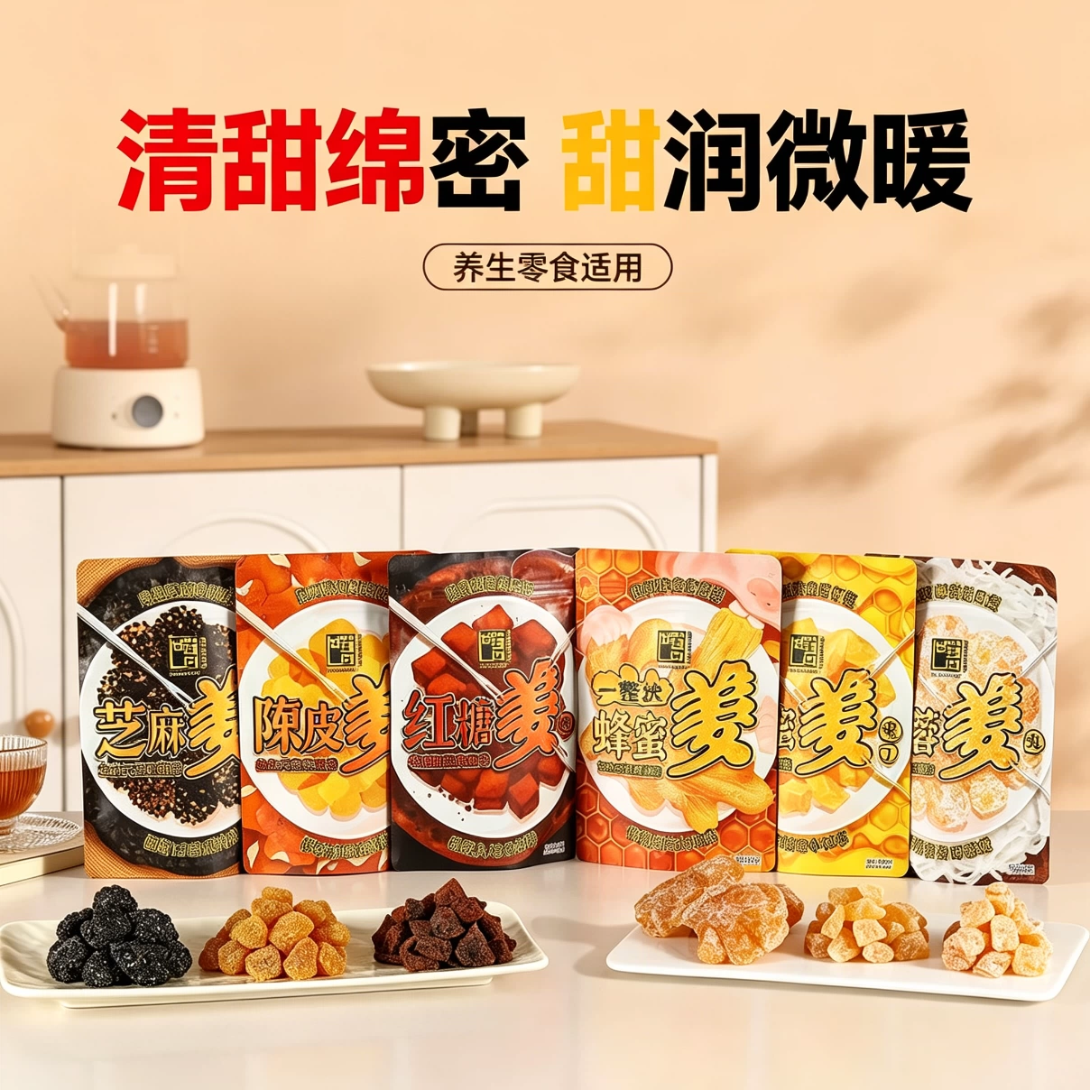 减脂解馋小零食姜糖整姜下午茶点蜜饯果脯即食姜糖块水晶蜜姜办公休闲低脂低卡低热量网红款适合减脂期的食物居家宿舍追剧小吃