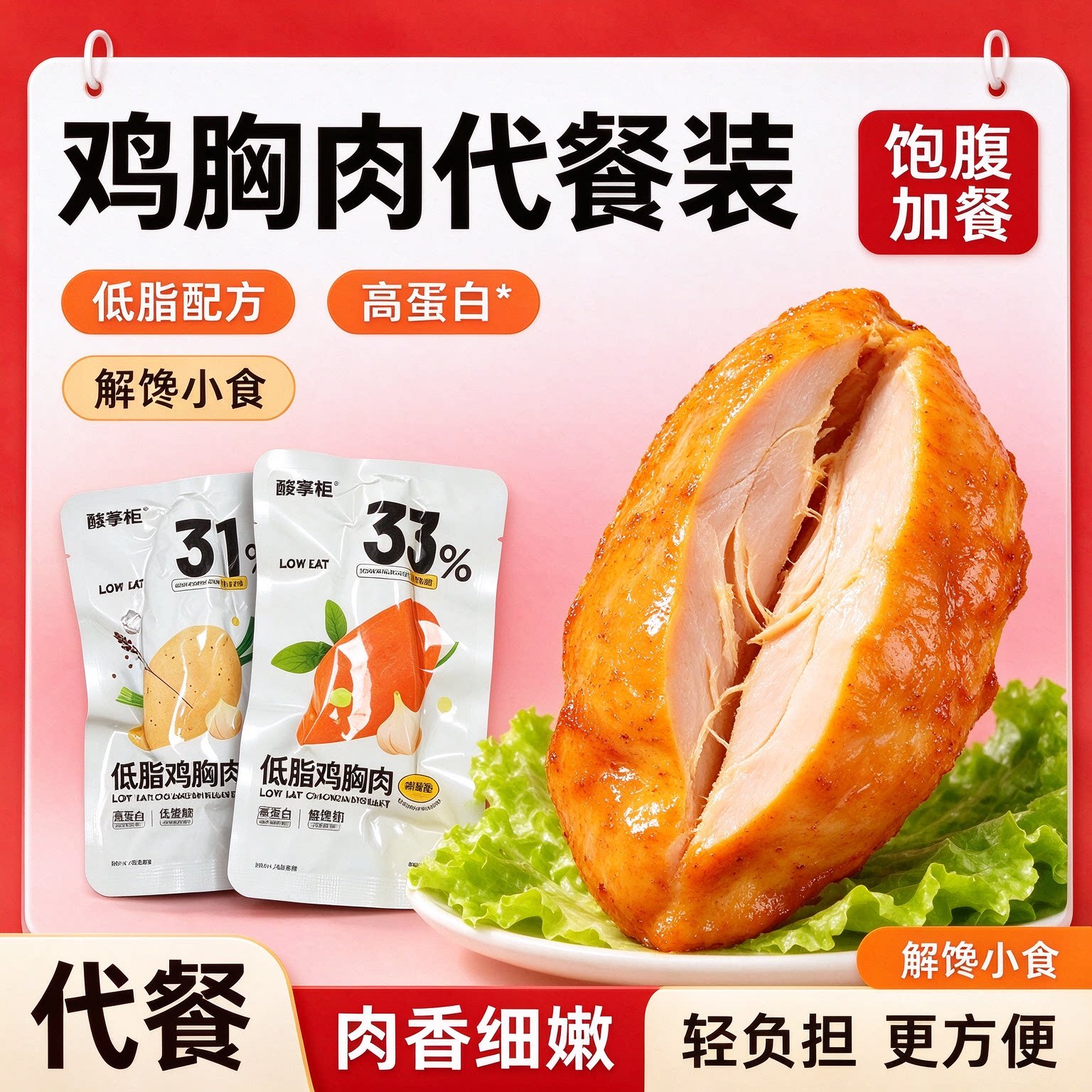 鸡胸肉减餐脂0低脂肪肥开袋即食专用休闲高蛋白健身出游早餐旅行