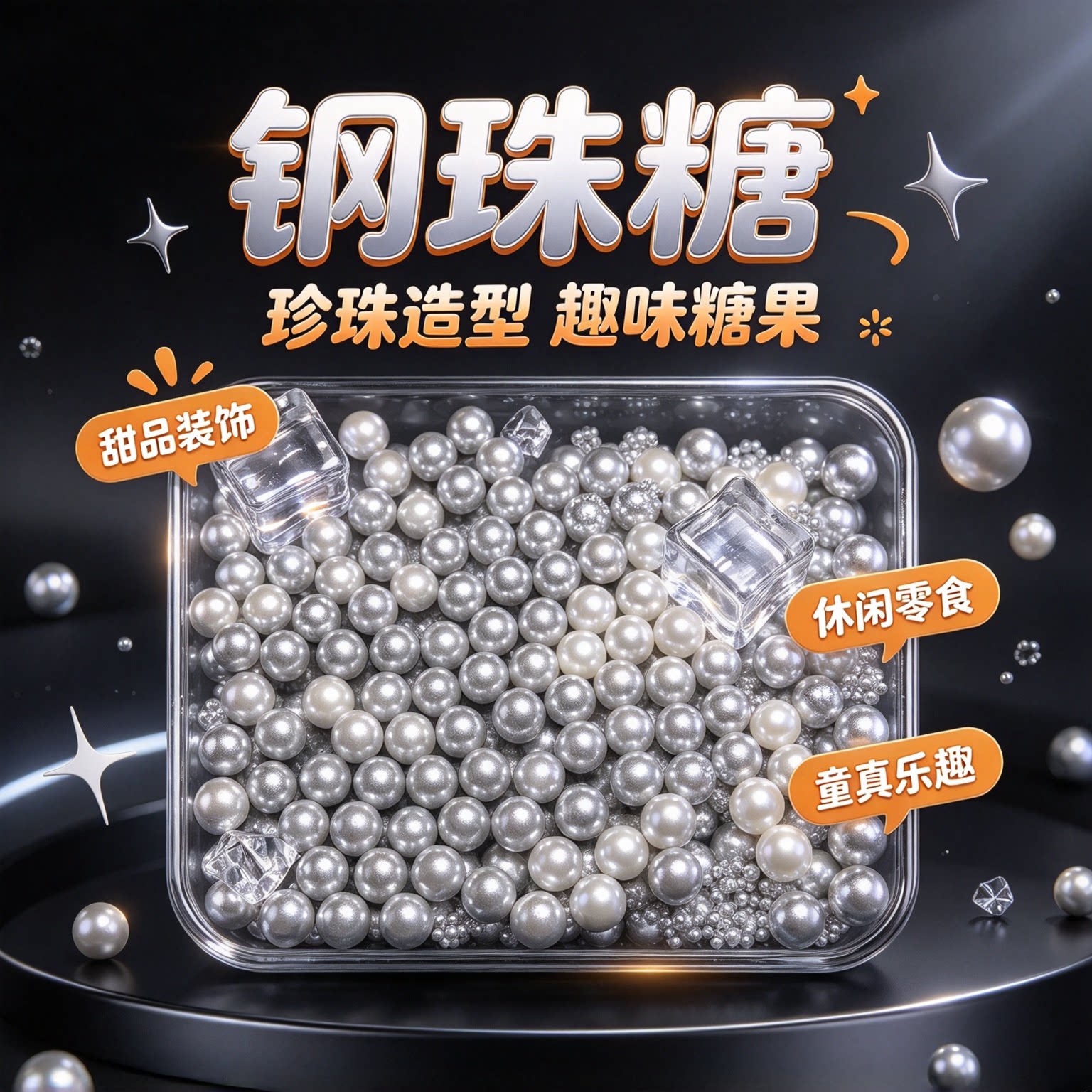 钢珠糖可乐味可食用儿童糖果网红冰淇淋装饰珍薄荷烘焙糖日本怀旧