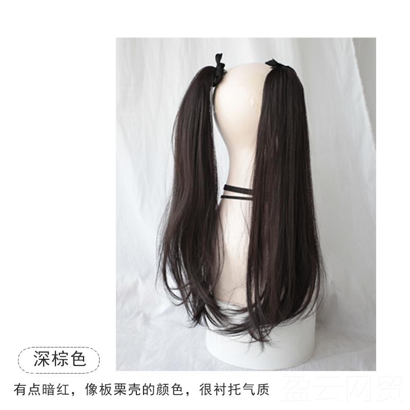 正品JK双马尾假发式女长红发隐形o无痕网可爱假发片cs假发绑带直图片