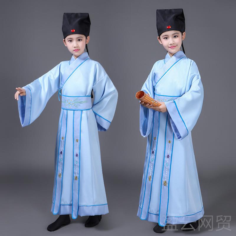正品新男款儿古装演童汉服古装幼儿书童童国学三字经弟子规出表演图片