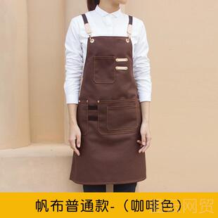 正品防水用厨房围裙工作服定制logo啡师奶茶店烘焙约家时尚韩版咖