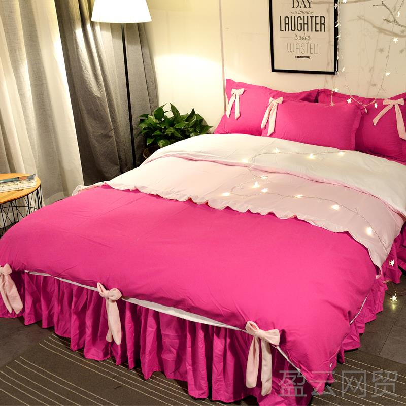 正品ALL床 PNK/少女心粉色公主床裙床罩被套四件套1.5风/1.I8m上