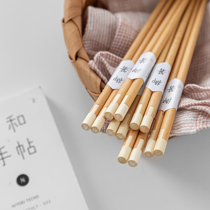 述物日式家用简约实木筷环保尖头筷防滑筷子出口日本高档木质餐具_虎窝淘