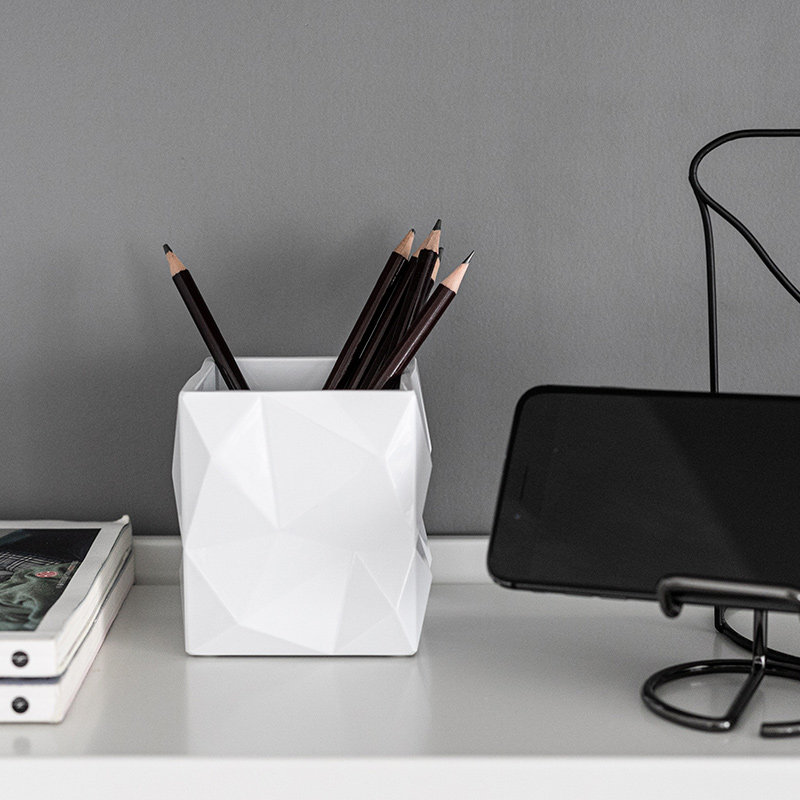 述物北欧风几何切面桌面化妆品收纳筒桶刷彩妆刷化妆刷置物眉笔筒,收纳整理,笔筒,淘宝优惠券,粉丝福利购,淘宝优惠卷