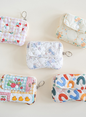 述物 可爱卡通碎花绗缝多功能化妆收纳包整理包证件包零钱包卡包