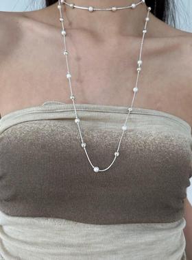 atmshop 简约金属珠串磨砂质感长项炼冷淡风多功能叠戴小众毛衣炼