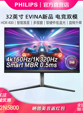 飞利浦32寸4K160Hz320Hz双模硬件低蓝光Fast IPS显示器32M2N5800