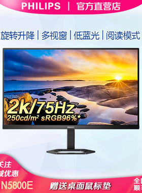 飞利浦27英寸4K显示器Type-c旋转升降IPS分屏显示屏幕27E1N5800E