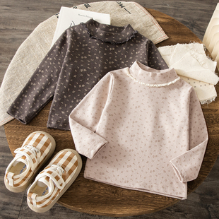 女童打底衫秋冬季2026新款女孩碎花儿童加绒夹棉宝宝纯棉保暖上衣