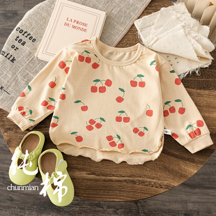 女童长袖 女孩洋气好看儿童卫衣T恤宝宝纯棉上衣 t恤春秋装 2025新款