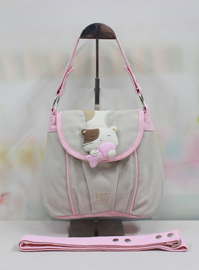 【ESQ专柜正品】纯棉帆布包*吃鱼猫单肩斜挎两用包女包60327