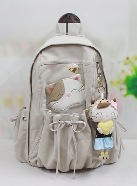 包邮ESQ纯棉帆布包*时尚背包*校园学生书包*双肩包女60344