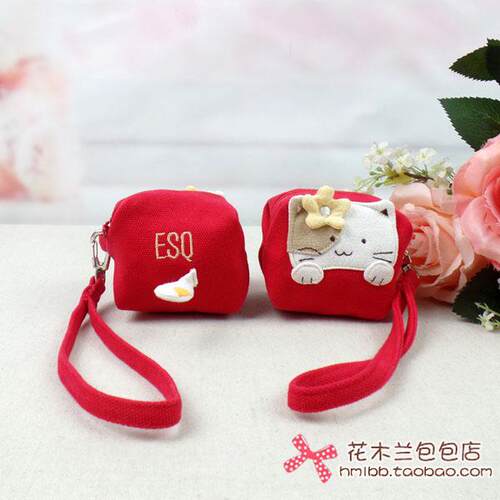 esq卡通猫咪纯棉布硬币包耳朵包