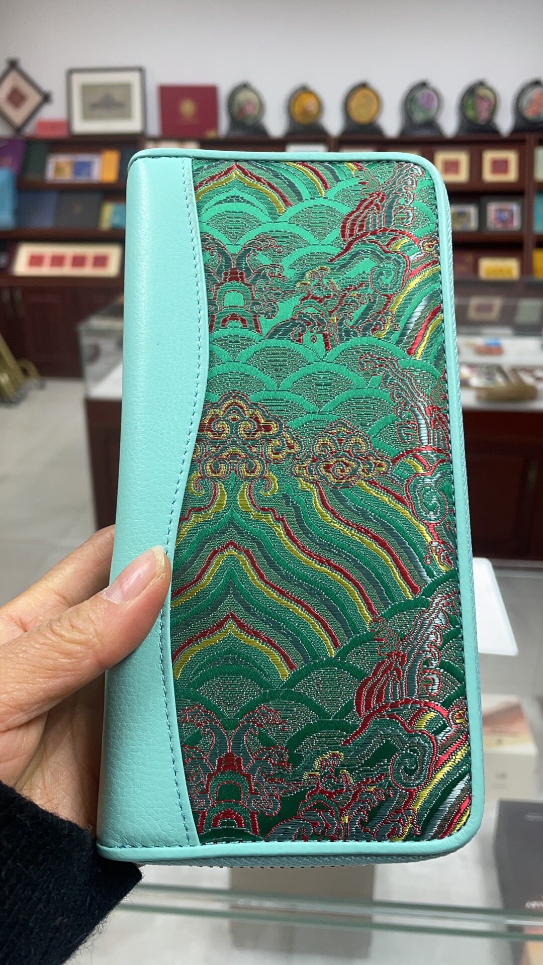 南京云锦钱包 手包女生 吉祥如意 牛皮特色 守望之恋工艺品钱夹