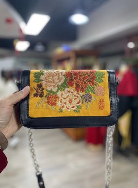 商务礼品南京云锦特卖 特产 绿色八宝龙纹纯手工背包 手拎包 现货