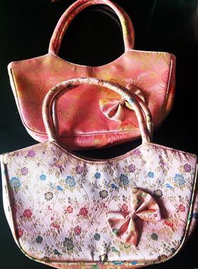 礼品 南京云锦南京特产  黄色圆圈蝴蝶云锦精品 手提包 包袋 女包