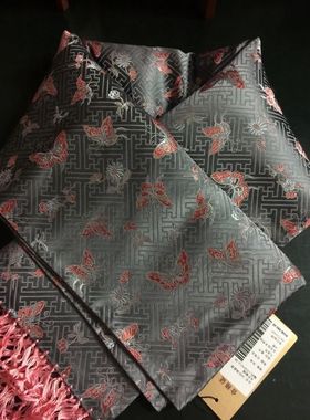 南京云锦研究所 吉祥云锦 灰色蝴蝶双面围巾披肩两用生日送礼现货