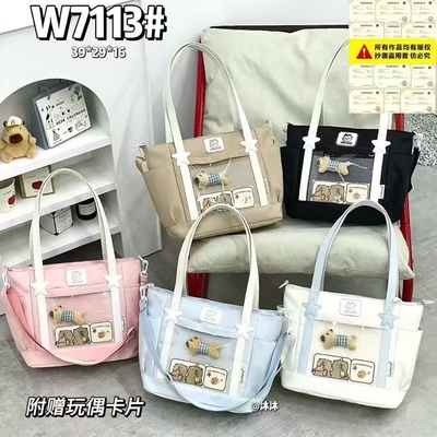 2025新款透明痛包手提托特包外出单肩可爱斜挎百搭帆布包商场同款