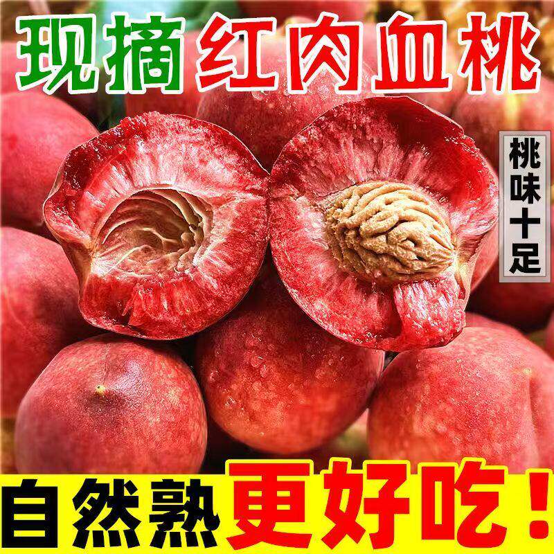 新鲜血桃5斤应季当时令水果红心桃子中华毛脆甜桃子整箱包邮正宗3 - 实物图