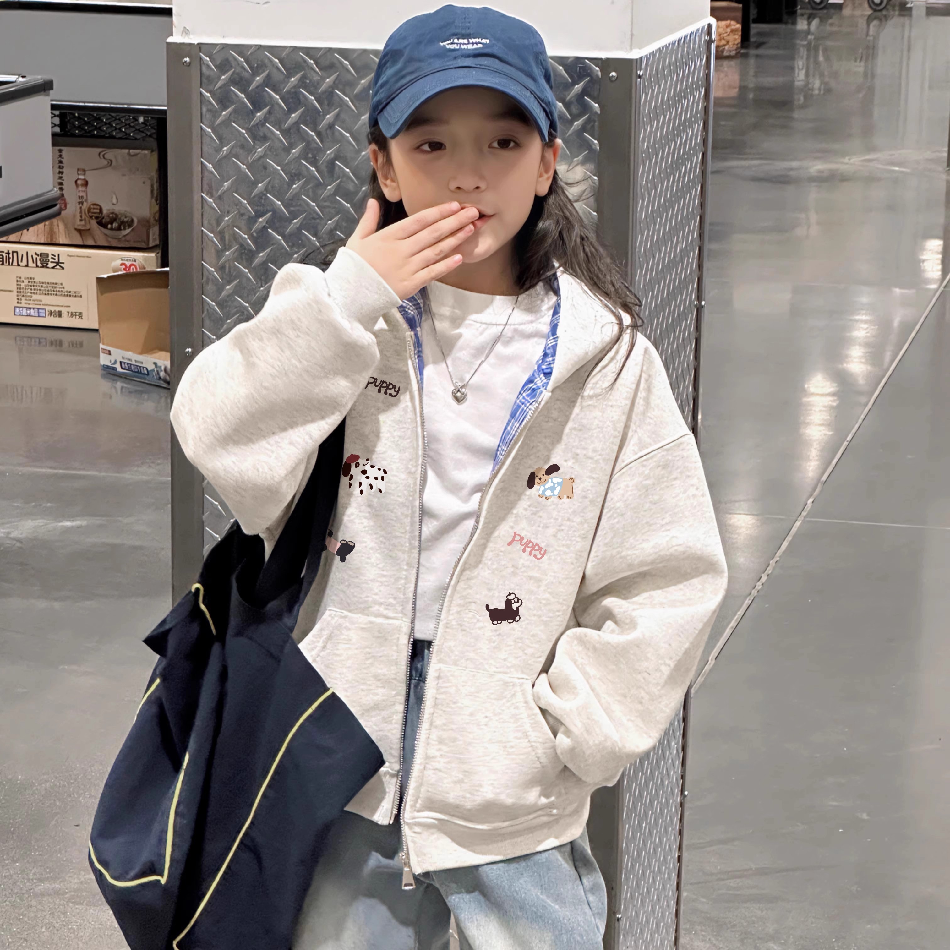 女童卫衣外套春秋款2025新款洋气儿童开衫秋装中大童刺绣连帽上衣