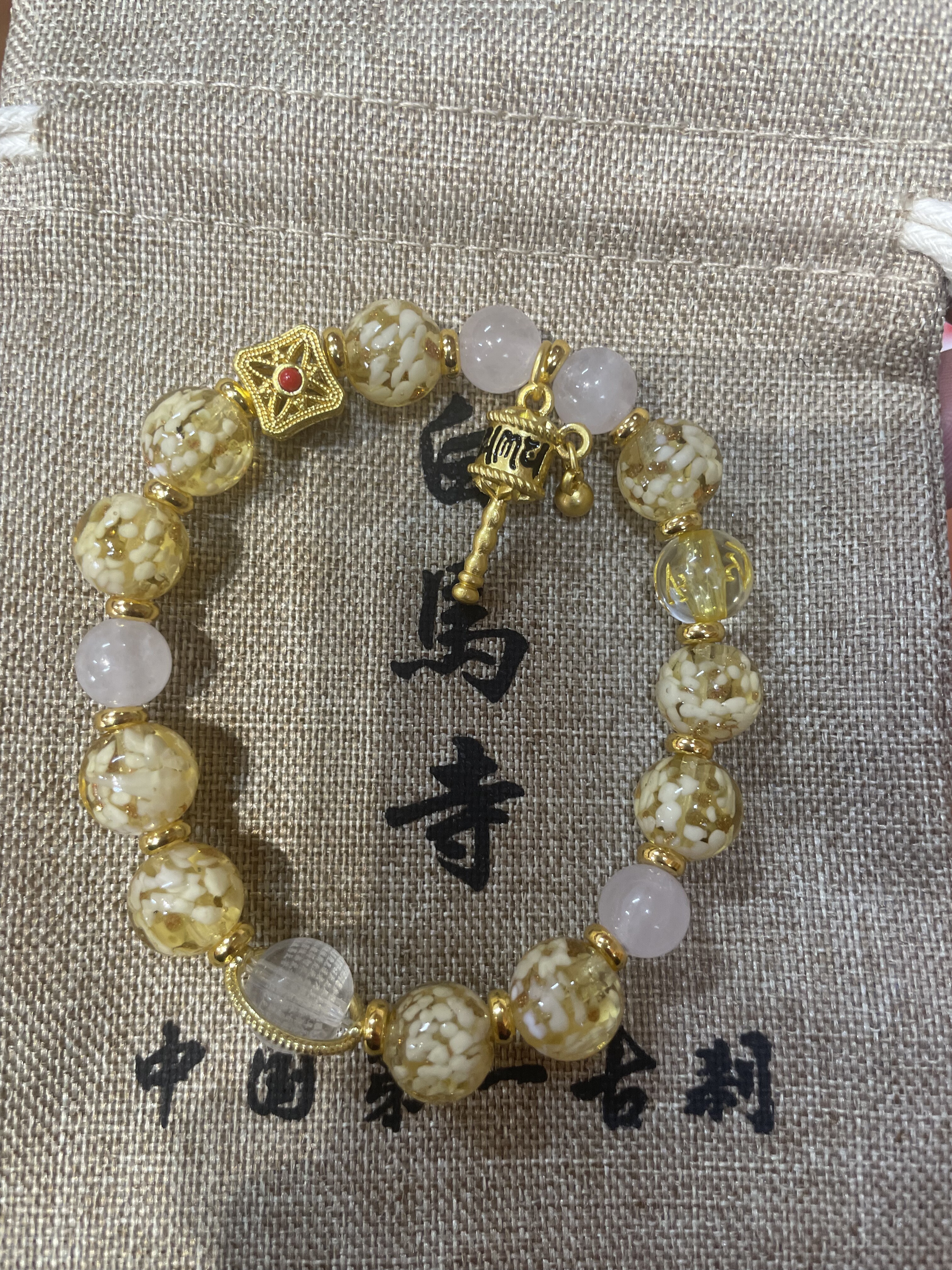 白马琉璃手串手链女轻奢高级感粉色古风饰品