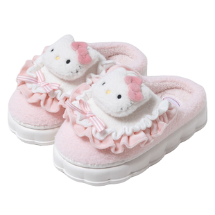棉拖鞋女冬季hellokitty可爱KT猫粉色卡通室内居家厚底冬天拖鞋女