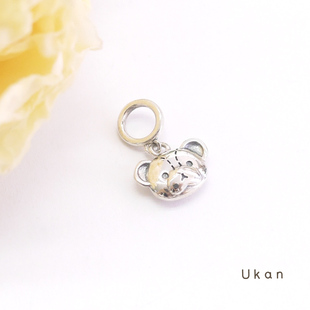 有看卡通童趣韩版简约设计感可爱925纯银小熊头项链吊坠串珠手链