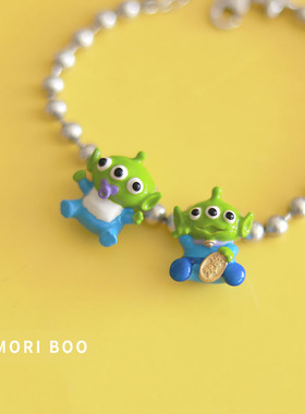 卡通三眼仔925银串珠手链