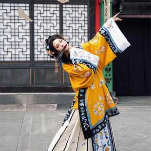 清汉女成人晋商少奶奶斜襟立领秋季晚清清代格格服饰氅衣两件套装