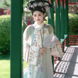 清汉女清朝宫廷格格服夏秋季长袍龙华套装古装宫廷风写真旅拍服装